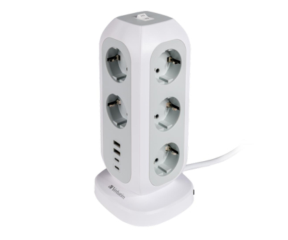Listwa zasilająca VERBATIM Wielowtykowa wieża zasilania UE EUPT-01 11xAC 2xUSB 2xUSB-C 49547